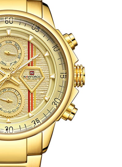 ساعة يد رجالية من الستانلس ستيل بعقارب NF9184 G/G - 46 ملم - ذهبي