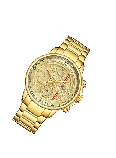 ساعة يد رجالية من الستانلس ستيل بعقارب NF9184 G/G - 46 ملم - ذهبي