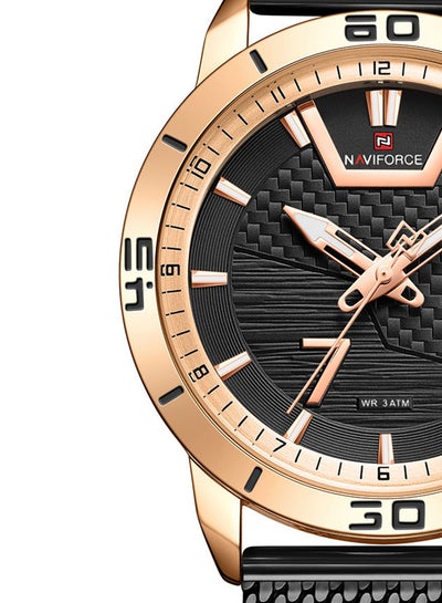 ساعة يد رجالية ستانلس ستيل أنالوج ورقمية NF9155A RG/B - 46 ملم - أسود