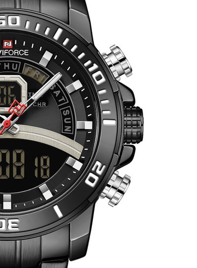ساعة يد رجالية ستانلس ستيل أنالوج ورقمية NF9181S B/B - 45 ملم - أسود