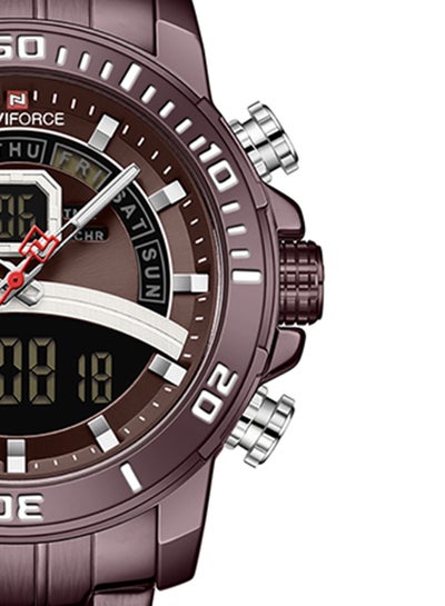 ساعة يد رجالية ستانلس ستيل أنالوج ورقمية NF9181S CE/CE - 45 ملم - بني