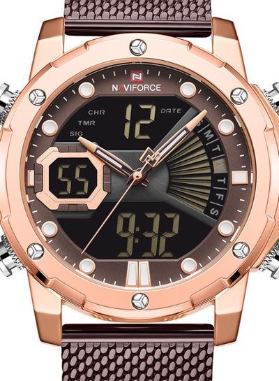 ساعة يد رجالية ستانلس ستيل أنالوج ورقمية NF9172S RG/CE/CE - 45 ملم - بني