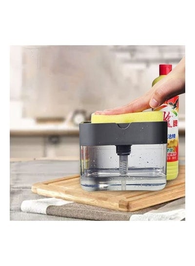 2-in-1 Soap Pump Dispenser With Sponge Holder grey 14 x 9 x 11cm
