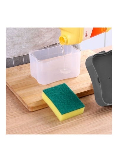 2-in-1 Soap Pump Dispenser With Sponge Holder grey 14 x 9 x 11cm