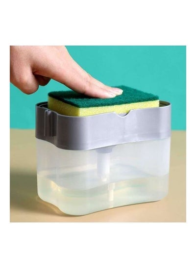 2-in-1 Soap Pump Dispenser With Sponge Holder grey 14 x 9 x 11cm