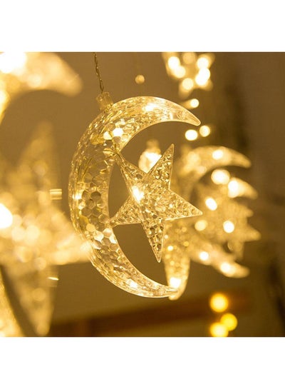 ستارة هلال رمضان ونجمة LED بأضواء خرافية صفراء 2.5 متر