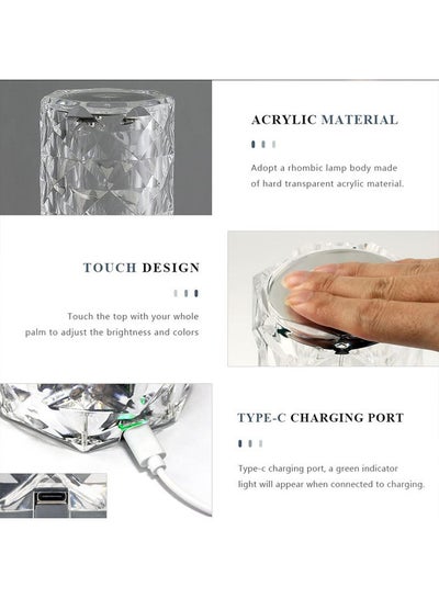 مصباح طاولة شحن USB من روز دايموند، أبيض، 21 × 9 × 9 سم