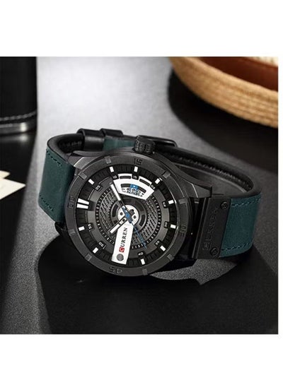 Mens 8301 Leather Analog Wrist Watch - 45MM - Blue