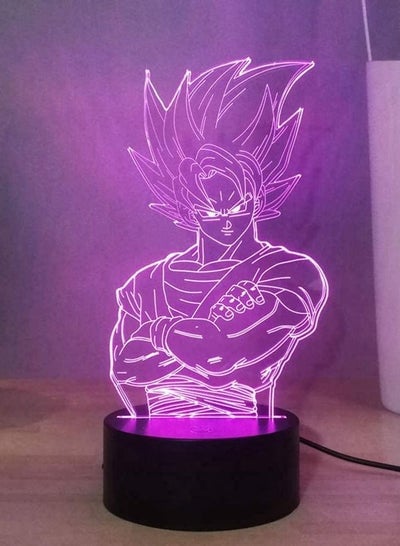 Multicolour3D Night Lights Kakarotto 3D Acrylic Table Lamp Super Saiyan Bedroom Sleeping Night Lamp Son Goku 16 colors Desk Lamp Anime Home Decor Light Children Birthday New Year Presents Dragon B