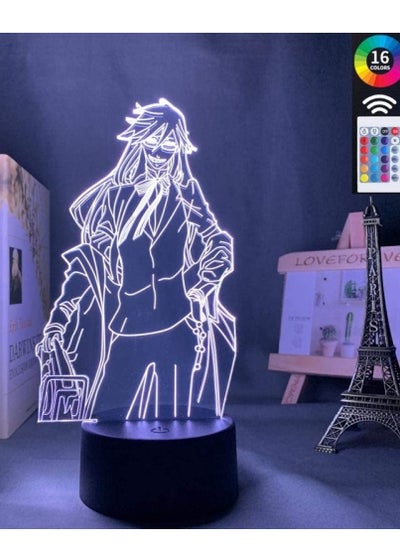 أسود بتلر شواء ساتكليف LED ضوء الليل ديكور غرفة نوم المزاج ضوء أنيمي ثلاثية الأبعاد الجدول مصباح جريل ساتكليف الأسود بتلر مع جهاز التحكم عن بعد