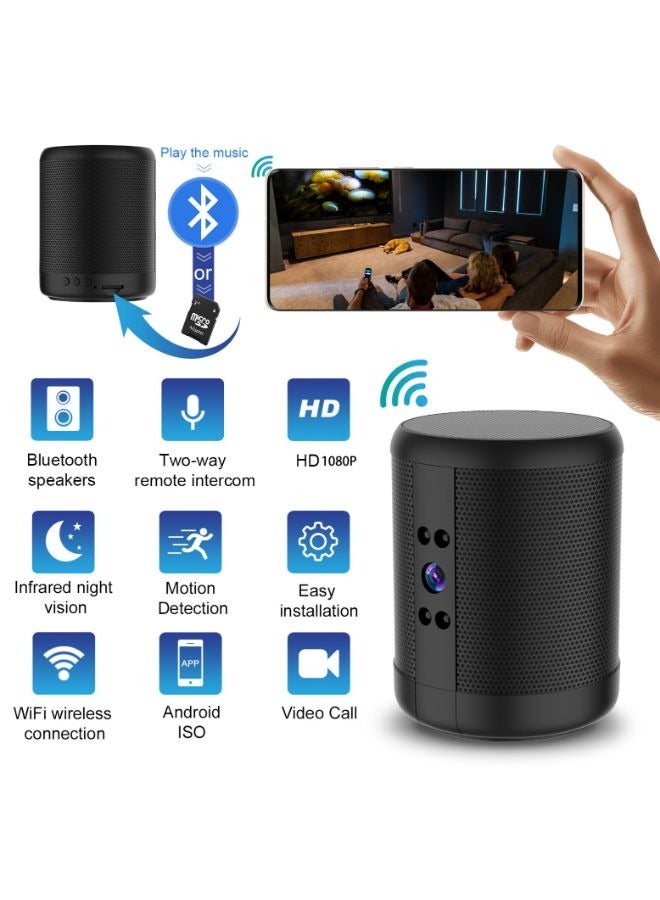 Rechargeable 4K HD Mini Wifi Camera Portable Bluetooth Speaker Home Security Camera