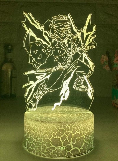 Multicolour 3D Night Light Illusion LED Lamps Decor lamp for Kids Kimetsu No Yaiba Led Night Light Anime Demon Slayer Lamp for Bedroom Decor Light Kids Child Birthday Gift Agatsuma Zenitsu Light