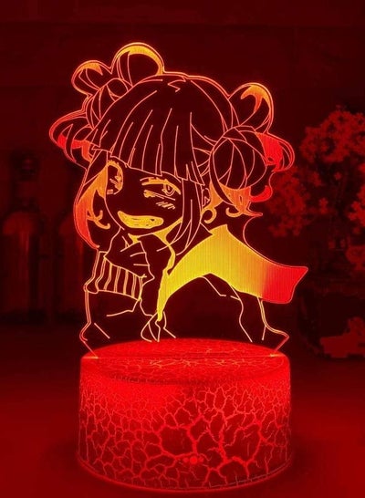 متعدد الألوان 3D ضوء الليل الوهم LED مصابيح ديكور مصباح للأطفال بطلي الأكاديمية Himiko Toga 3D مصباح أنيمي Boku No Hero Academia Cross My Body أضواء ليلية لتزيين غرفة النوم