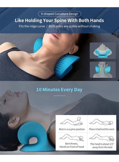Cervical Neck Traction Device Support Pillow for Neck Pain Relief with Trigger Point Massage for Muscle Relax