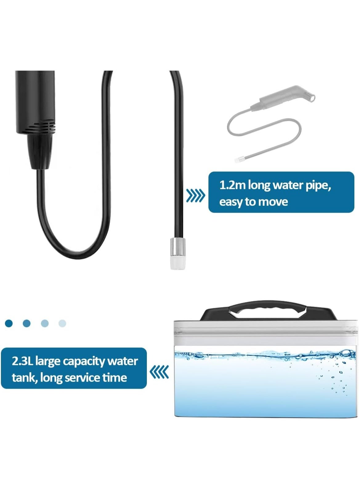 Portable Bidet – Rechargeable Travel Shattaf with 2.3L Water Tank, 2-Speed Flow Control, 1.2M Hose & Carrying Bag – Ideal for Camping, Travel, and Personal Hygiene (Black)