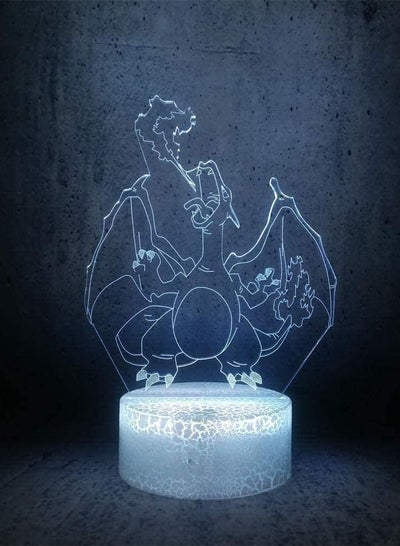 3D Illusion Lamp Night Light Led Big Dragon Spitfire Charizard Cartoon Kids Desk Lamp Bulb Creative Toy for Boy