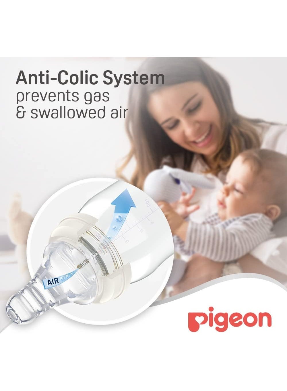 Pigeon Plastic Feeding Bottle Soft Silicone Nipple BPA & BPS Free, 0+ Months, Multicolour, 150ml