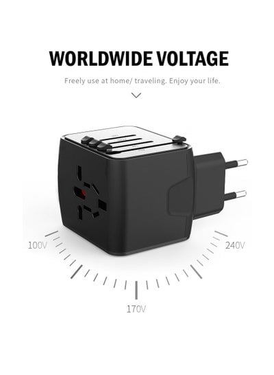 محول سفر عالمي مزود بـ 3 منافذ شحن USB و1 نوع C
