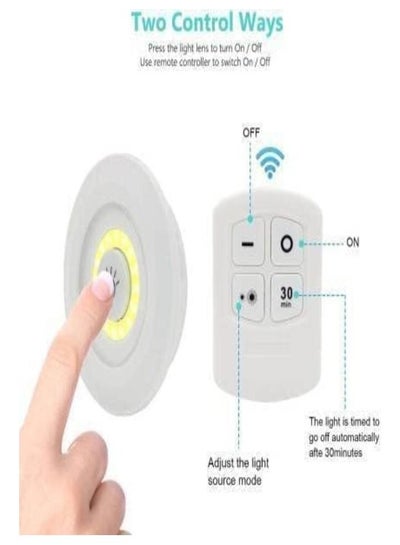 3 قطع ضوء تحت الخزانة لاسلكي ذكي LED مصباح ليلي يعمل بالبطارية مصباح التحكم عن بعد للمطبخ وخزانة الملابس وممر الدرج ومصباح السقف المثبت على السقف