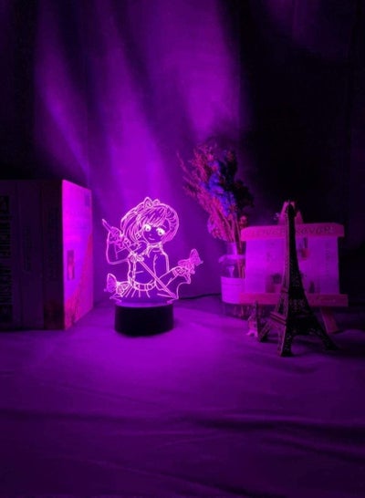 Multicolour Anime Demon Slayer Tsuyuri Kanao Figure LED Night Light Room Decoration Kimetsu No Yaiba 3D Illusion Light Kids Gift 16 Colors with Remote