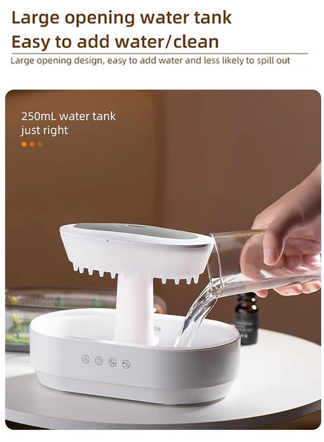 Eworld Rain Cloud Diffuser and Humidifier, Aromatherapy Essential Oil Diffuser with Water Drip Effect, White Noise, Zen Night Light and Sleep Therapy, Ultimate Relaxation and Stress Relief for Home and Office, 250ml