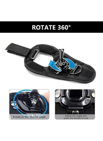حزام معصم لـ Gopro، حامل حزام يد يدور 360 درجة لـ GoPro Hero 4 、2、3、3+، قفاز يد حامل حزام معصم لـ DJI OSMO Action، Xiaoyi، AKASO Action Camera ملحقات رياضية خارجية