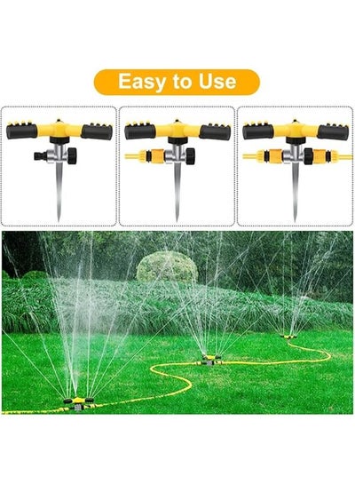 Three Arm Garden Sprinkler, 360° Rotating Sprinkler, Automatic Watering, Adjustable Garden Irrigation System, Garden Sprinkler for Lawns, Garden, Yard, Plants