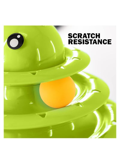 Three Tier Turntable Interactive Pet Toy With 3 Rolling Balls  - Green