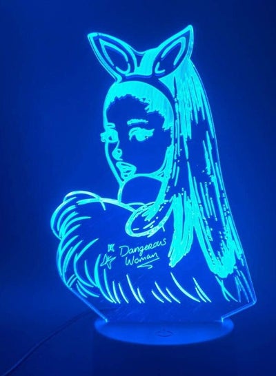 Multicolour Night Lights 3d Lamp Table Nightlight Celebrity Singer Ariana Grande Poster Cat Girl Fans Gift for Bedroom Decorative 3d LED Night Light