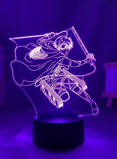 Attack On Titan Levi Ackerman 3D Anime Figure Night Light Lamp for Bedroom Decoration Led Night Light Kids Gift Attack On Titan Table Lamp AOT Levi