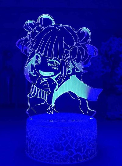 متعدد الألوان 3D ضوء الليل الوهم LED مصابيح ديكور مصباح للأطفال بطلي الأكاديمية Himiko Toga 3D مصباح أنيمي Boku No Hero Academia Cross My Body أضواء ليلية لتزيين غرفة النوم