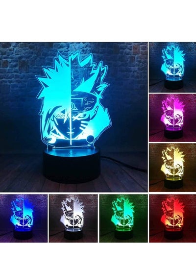 3D Night Light Anime Naruto 3D Led Lamp Bedroom Table Family Personalized 16 Colors Smart Touch Control Night Light Child Kids Baby Favor Gifts Toys Christmas Party Naruto Sasuke Face