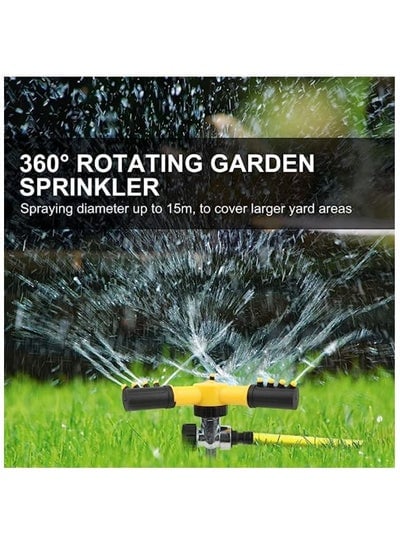 Three Arm Garden Sprinkler, 360° Rotating Sprinkler, Automatic Watering, Adjustable Garden Irrigation System, Garden Sprinkler for Lawns, Garden, Yard, Plants