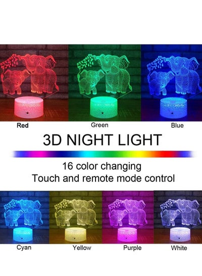 Elephant 3D Night Light for Kids 3D Lamp with 16 Colors Changing Remote Control Elephant Toys 10 9 3 5 2 8 1 7 6 4 Year Old Girls Women Baby Boys Gifts