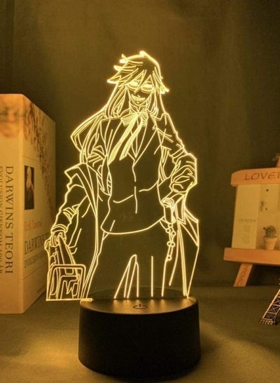 أسود بتلر شواء ساتكليف LED ضوء الليل ديكور غرفة نوم المزاج ضوء أنيمي ثلاثية الأبعاد الجدول مصباح جريل ساتكليف الأسود بتلر مع جهاز التحكم عن بعد