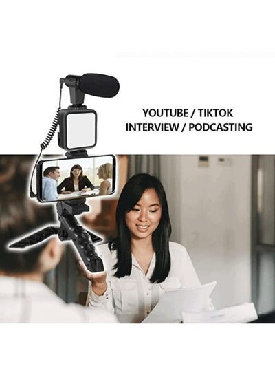 Smartphone & Camera Vlogging Studio Kits Video Shooting Photography Suit with Microphone LED Fill Light Mini Tripod