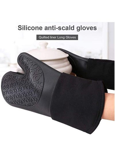 Silicone Oven Mitts with Quilted Lining Heat Proof Baking Gloves with Maximum Protection against Heat and Steam Waterproof Pot Holder Gloves for Baking Cooking and Grilling
