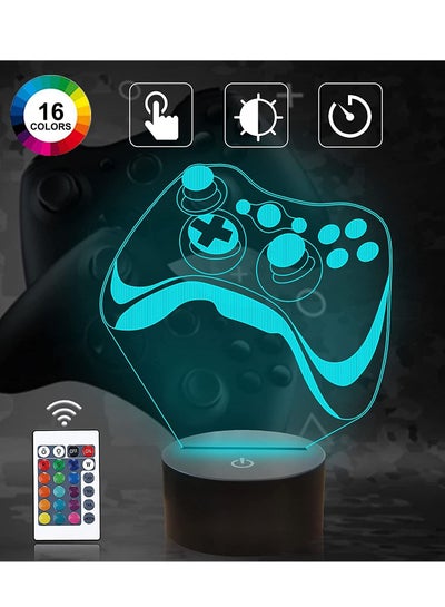 Game 3D Lamp, Hologram Illusion Controller Night Light for Kids, 16 Colors Changing with Remote+Timing+Dimmer Function, Boys Video Gamer Room Accessories as Xmas Birthday Gifts for Teen Men