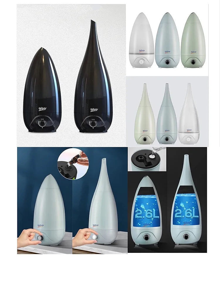 Cool Mist Humidifiers for Bedroom, Vase Design 2 Nozzle, Essential Oil Air Diffuser,Plant Humidifier Desktop Modern Room Decoration Man Woman Gift (Blue)