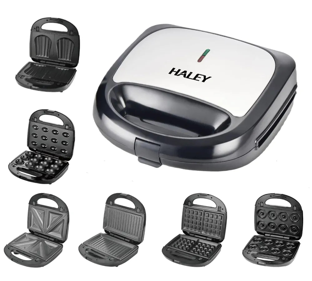 Snack Maker,750W Detachable Sandwich, Grill Maker, Waffle Maker,Doughnut,Madeleine,Plates with Bakelite Coating, 2-Year Warranty