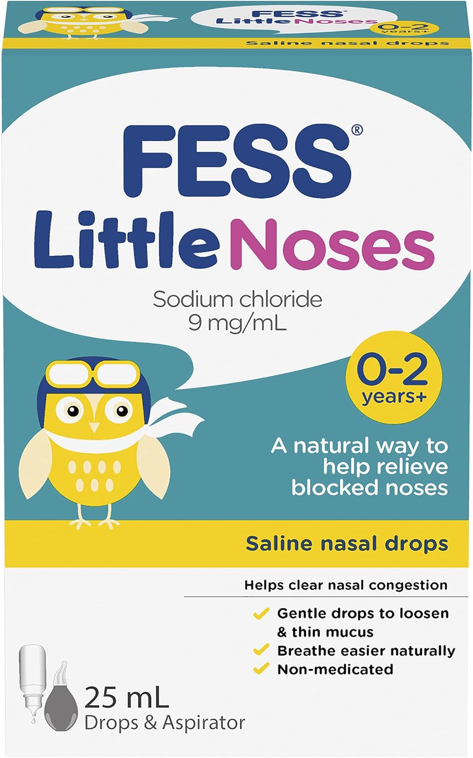 FESS LITTLE SALINE NASAL DROPS 25ML