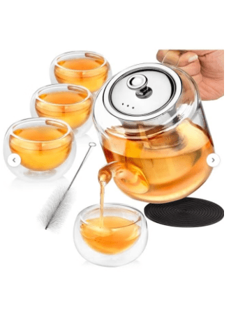 Glass Teapot  with Infuser for Loose Tea - 1800ml Stove Top Safe Borosilicate Clear Glass Tea Pot ZH-1800