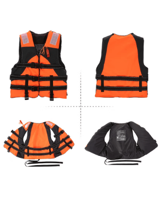 Adult Safety Life Jacket Survival Vest with Adjustable Straps and Whistle for Outdoor Water Sports Kayaking Boating Fishing Safety Jacket Vest