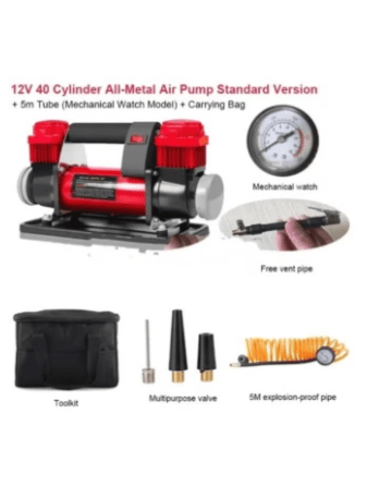 Tire Air Compressors 12V 40Amps Air Compressor Tyre Inflator Portable Double-Cylinder High-Pressure Tire Inflator for Bicycle Balloons and Other Inflatables RY-102-6