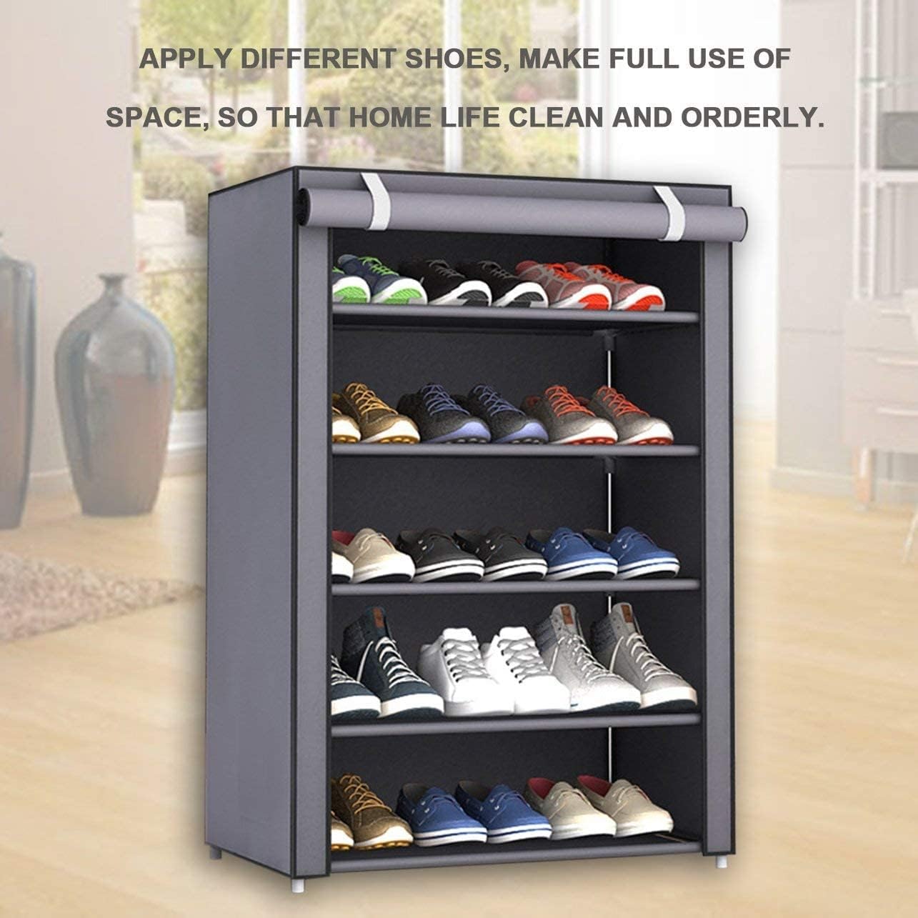 5-Layer Stylish Shoe Organizer, Shoe Rack for Entryway Hallway Storage Furniture with 5 Open Shelves Perfect for organizing shoes