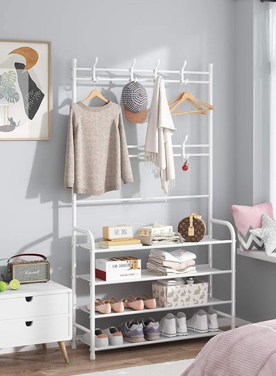 4 Tier Home Entryway Furniture Shelf Organiser and Coat Rack
