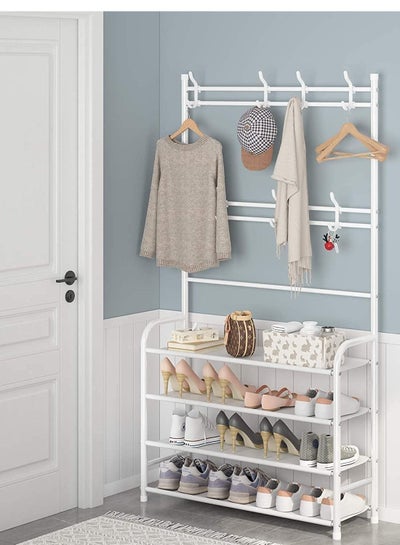 4 Tier Home Entryway Furniture Shelf Organiser and Coat Rack