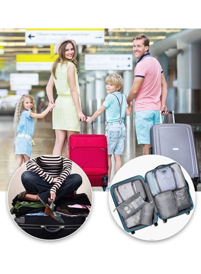 7 Piece Travel Luggage Packing Organizers Set with Toiletry Bag