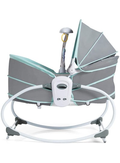 سرير أطفال هزاز 5 في 1، سرير هزاز بجانب السرير، سرير متأرجح للأطفال، سلة سفر، كرسي مع مظلة قابلة للفصل وألعاب اهتزاز للرضع والأطفال الصغار