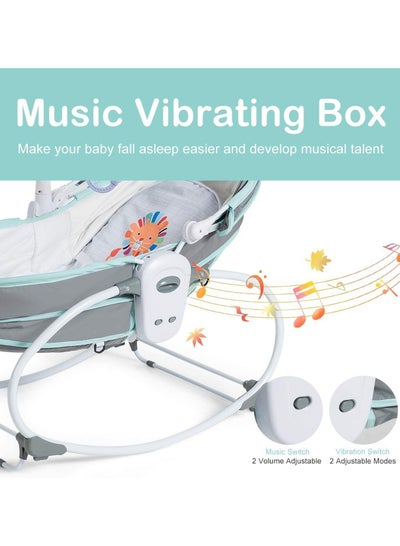 سرير أطفال هزاز 5 في 1، سرير هزاز بجانب السرير، سرير متأرجح للأطفال، سلة سفر، كرسي مع مظلة قابلة للفصل وألعاب اهتزاز للرضع والأطفال الصغار